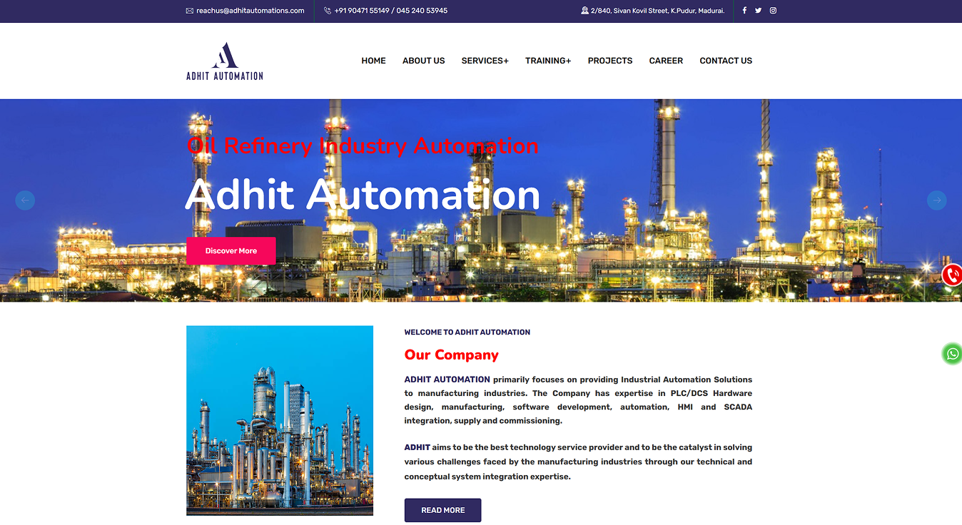 Adhit Automations website screenshot